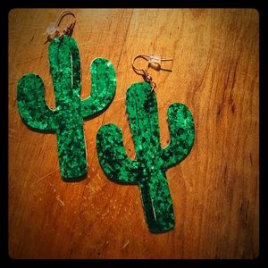Cactus glitter earrings